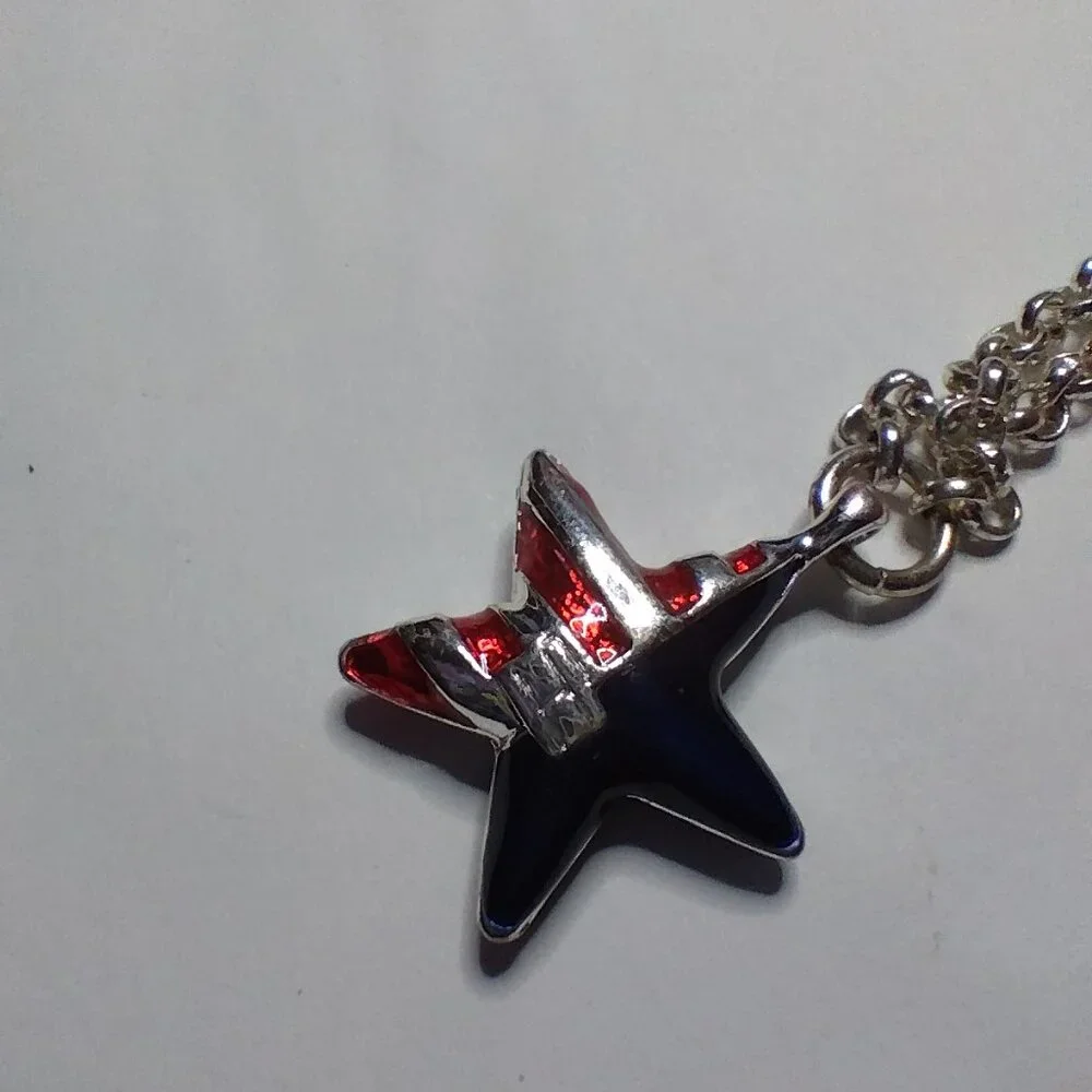 Tommy Hilfiger Vintage Bracelet Star Stripes Charm USA Silver Plated Adjustable